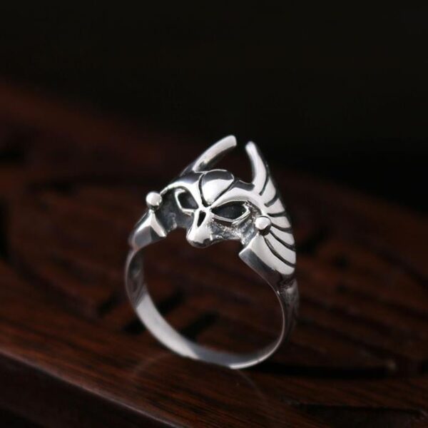 Sterling Silver Bat Skull Ring