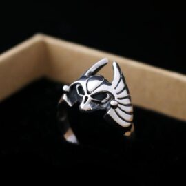 Sterling Silver Bat Skull Ring
