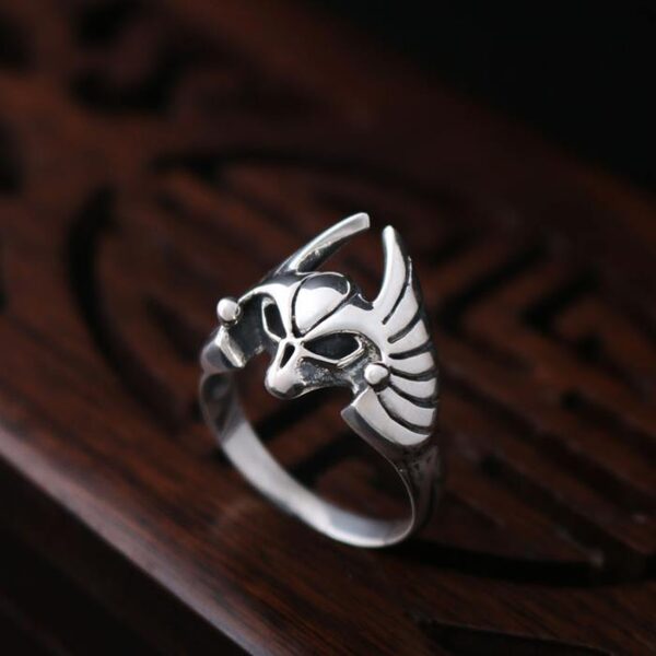 Sterling Silver Bat Skull Ring