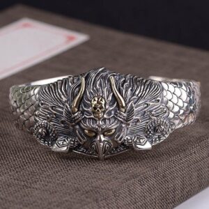 Sterling Silver Evil Eagle Cuff Bracelet