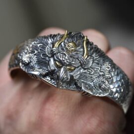 Sterling Silver Evil Eagle Cuff Bracelet