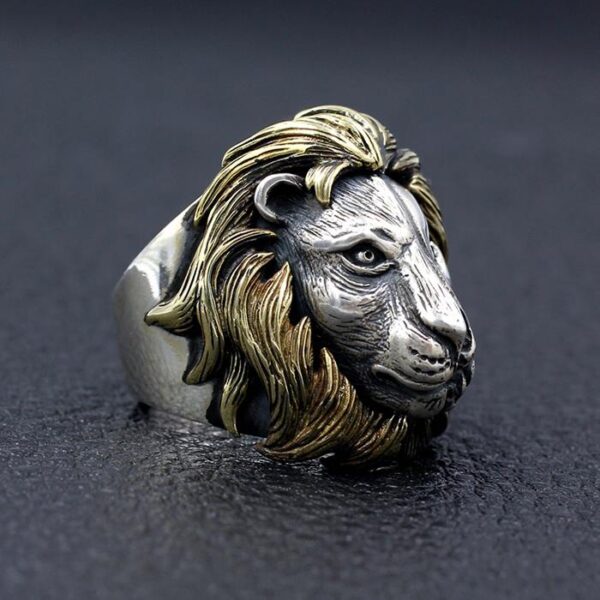 Sterling Silver Lion Head Skull Ring