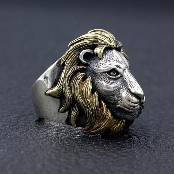 Sterling Silver Lion Head Skull Ring