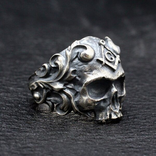 Sterling Silver Masonic Skull Ring
