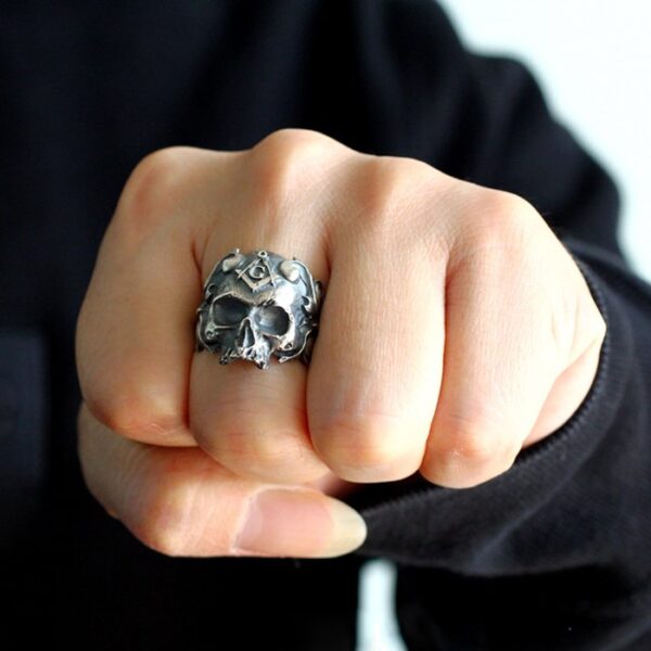 Sterling Silver Masonic Skull Ring