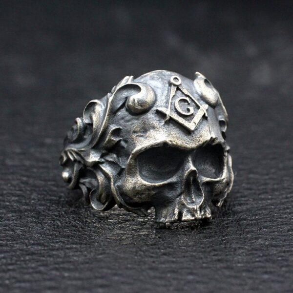 Sterling Silver Masonic Skull Ring