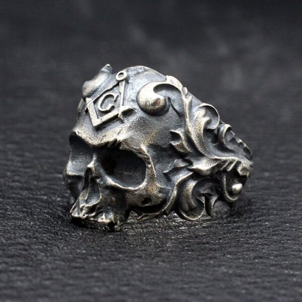 Sterling Silver Masonic Skull Ring