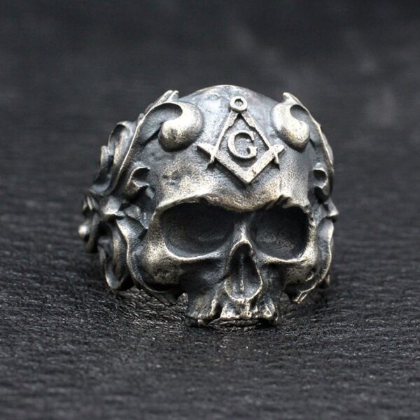 Sterling Silver Masonic Skull Ring