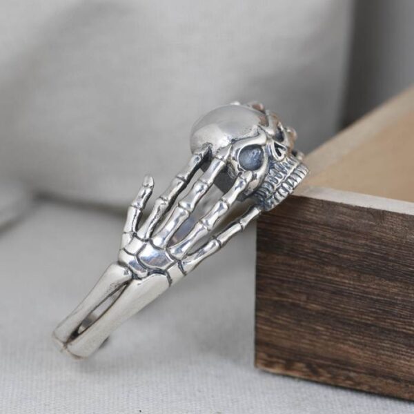 Sterling Silver Skeleton Hand Skull Cuff Bracelet