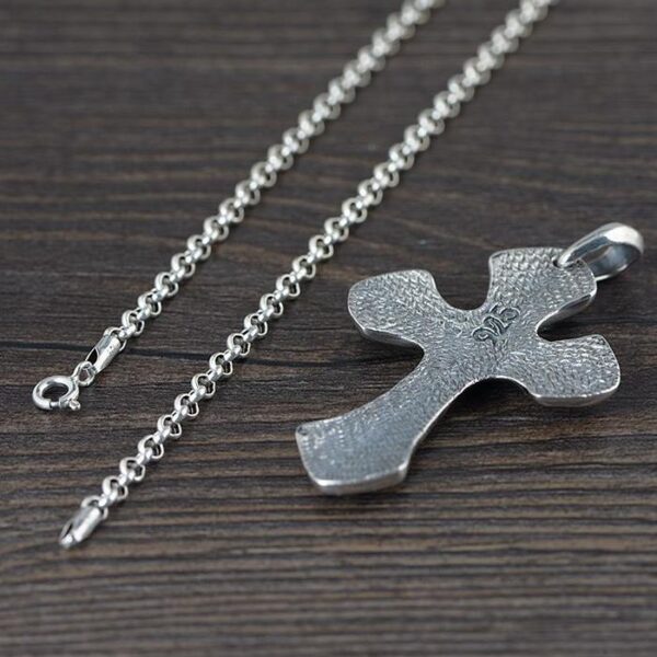 Sterling Silver Strong Shield Cross Pendant Necklace