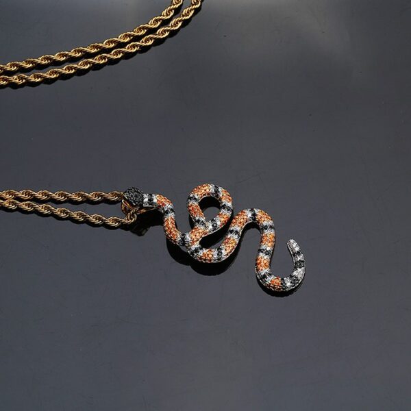 Copper Hip Hop Diamond Snake Necklace