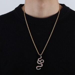 Copper Hip Hop Diamond Snake Necklace