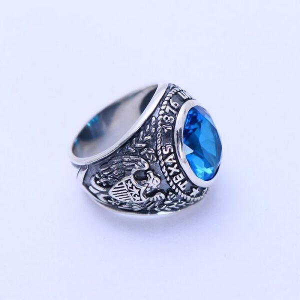 Sterling Silver Eagle Sapphire Crystal Ring