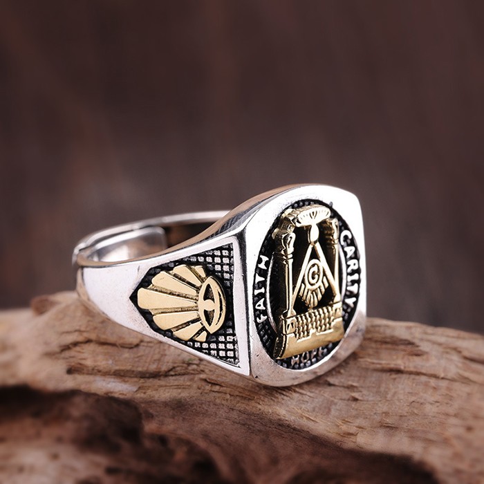 Masonic Ring Bloodstone Hand Engraved Past Masters Gold Plated Sterling  Silver 925 - The Regnas Collection