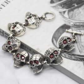 Silver Skull Beaded Bracelet