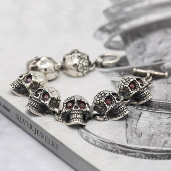 Silver Skull Beaded Bracelet