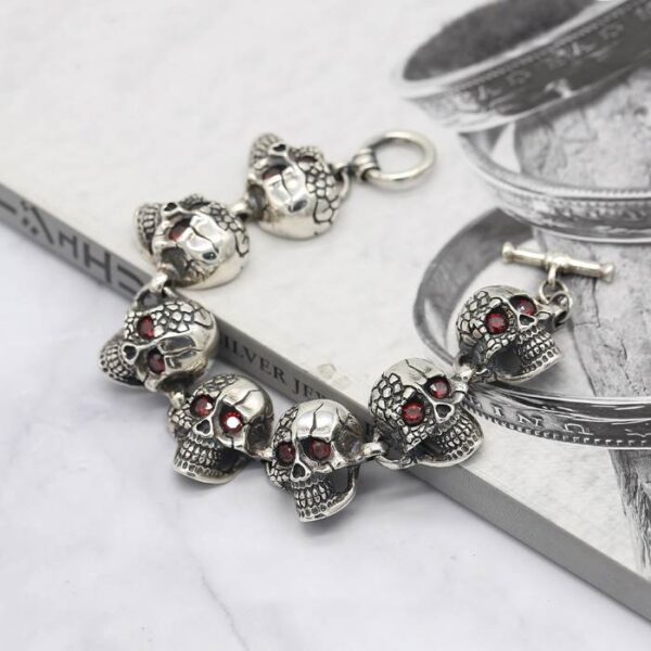 Silver Skull Beaded Bracelet