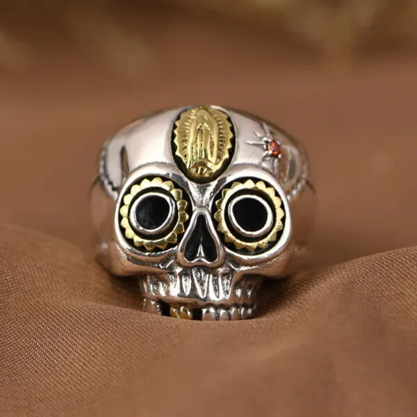 Silver Virgin Mary Skull Ring