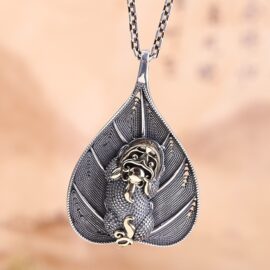Sterling Silver Monster Leaf Pendant Necklace