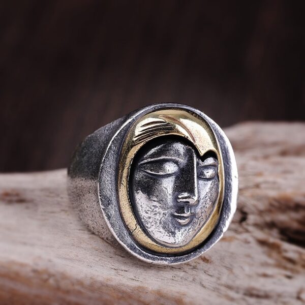 990 Sterling Silver Face Wrap Ring