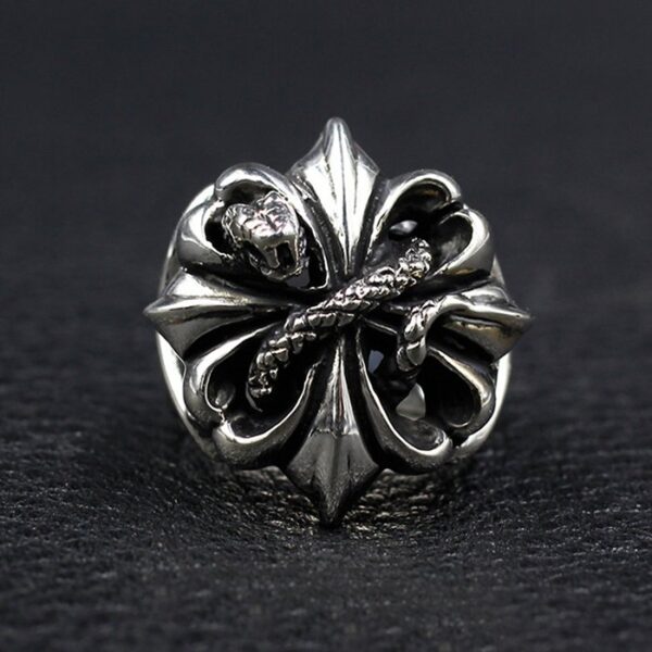 Sterling Silver Cross Snake Ring