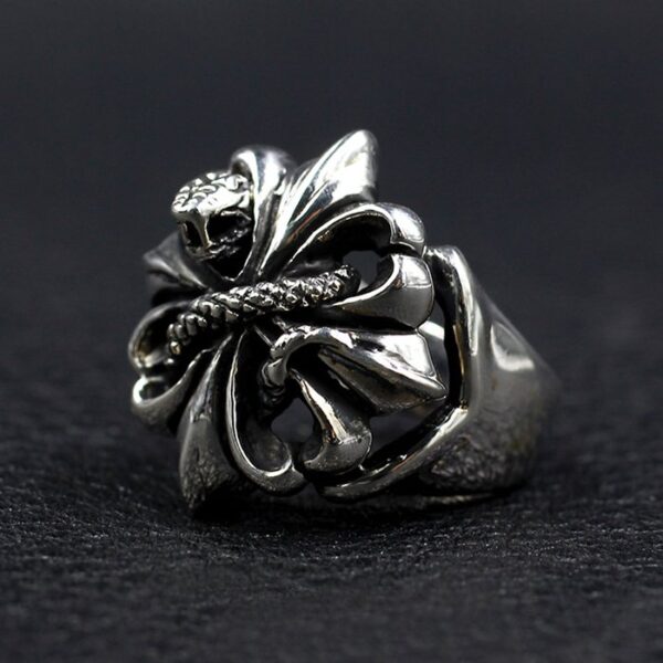 Sterling Silver Cross Snake Ring