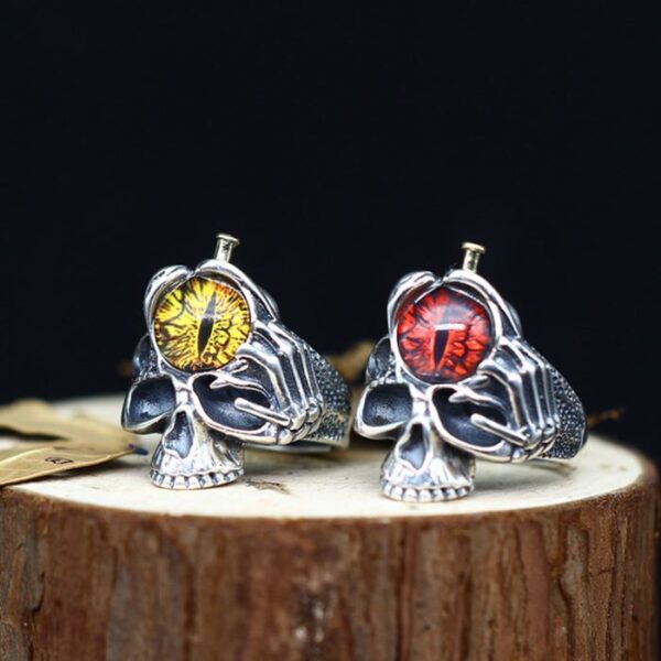 Sterling Silver Eye Of Sauron Skull Ring