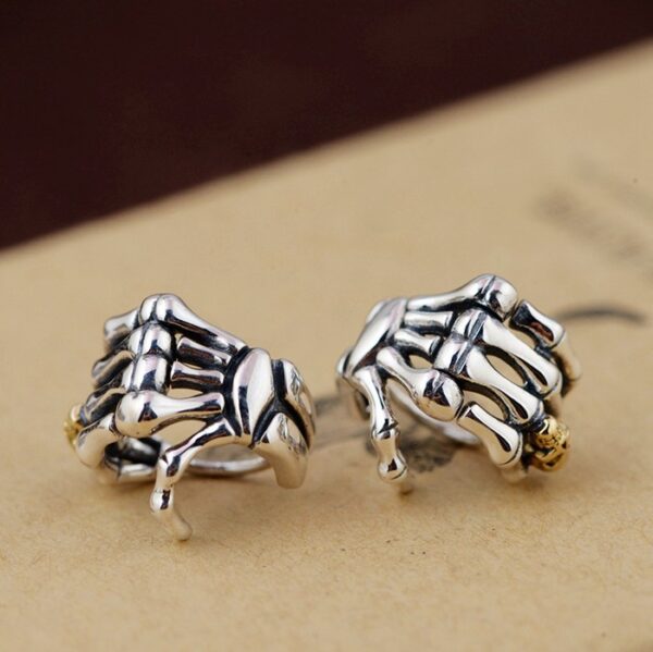 Sterling Silver Skeleton Hand Earrings