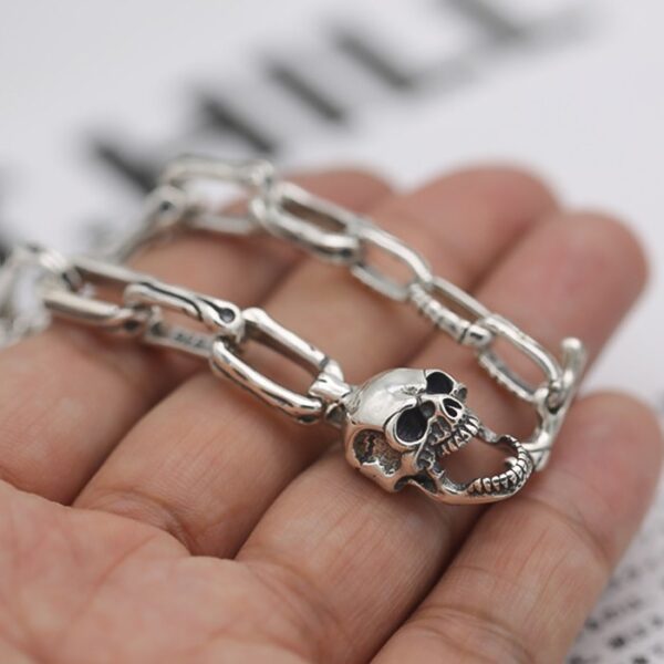 Sterling Silver Skull Chain Bracelet