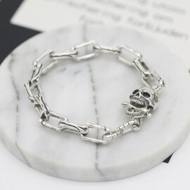 Sterling Silver Skull Chain Bracelet