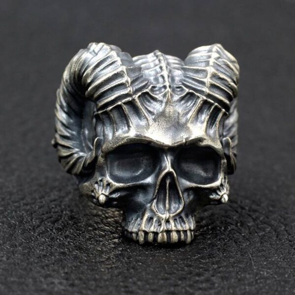 Satanic Horned Devil Skull Ring