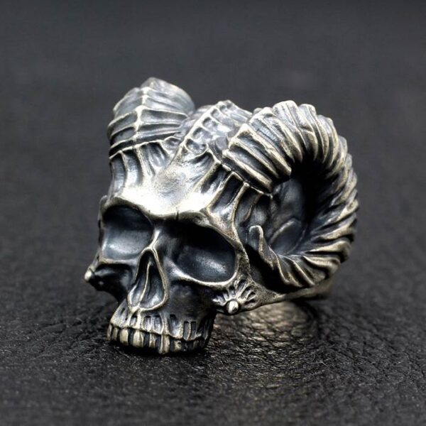 Satanic Horned Devil Skull Ring