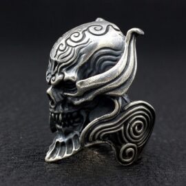 Sterling Silver Crusader Knight Warrior Skull Ring