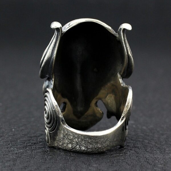Sterling Silver Crusader Knight Warrior Skull Ring