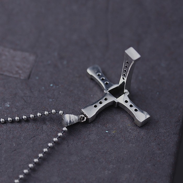 Mens Sterling Silver Fast Furious 8 Cross Necklace vvvjewelry 5