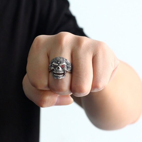 Mens Sterling Silver Orangutan Skull Ring