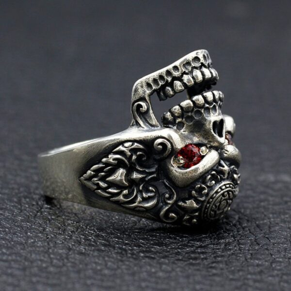 Mens Sterling Silver Orangutan Skull Ring