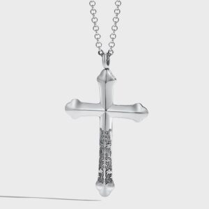 Silver Beveled Cross Necklace