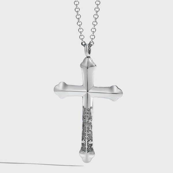 Silver Beveled Cross Necklace