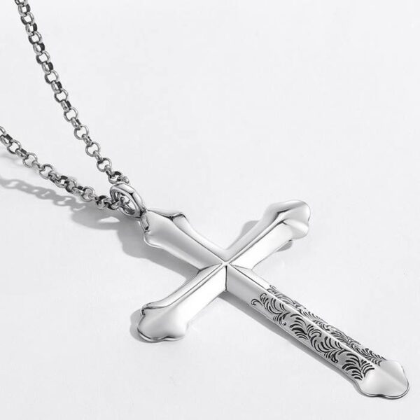 Silver Beveled Cross Necklace