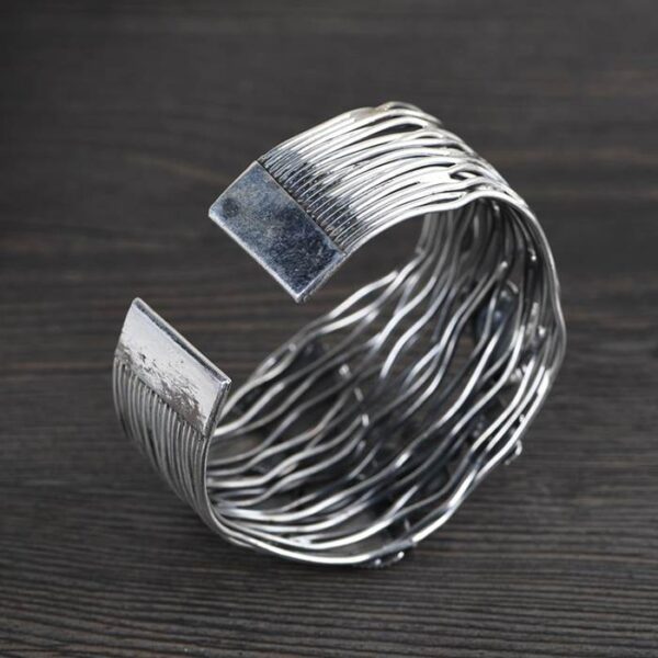 Silver Butterfly Flower Cuff Bracelet