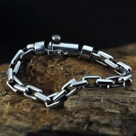 Sterling Silver Rectangle Link Chain Bracelet
