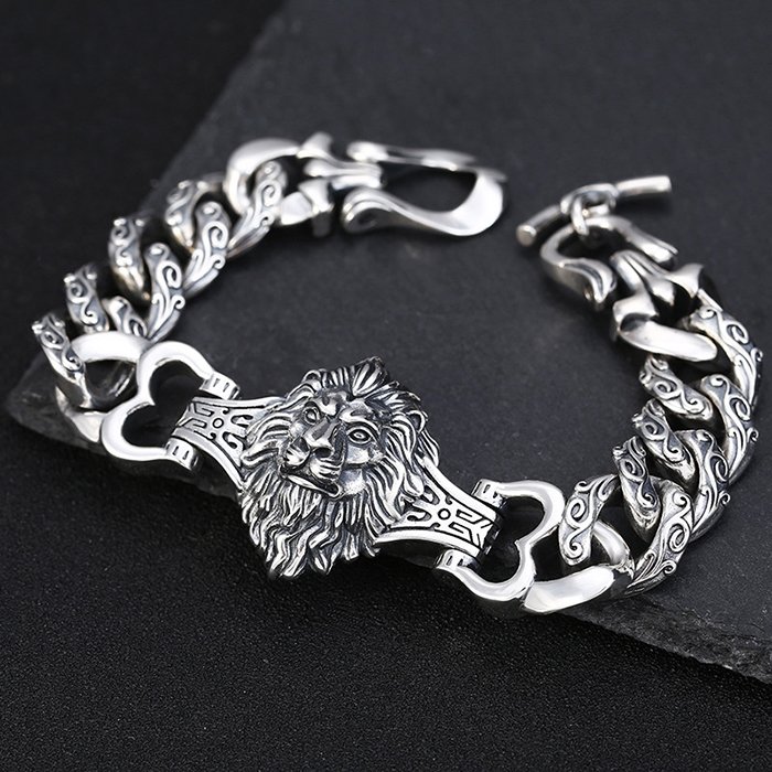 The Simha Mukha Silver Lion Bracelet (Size 2.8/2.10) — KO Jewellery
