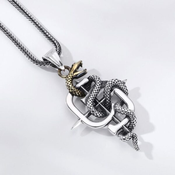 Silver Snake Gothic Pendant Necklace