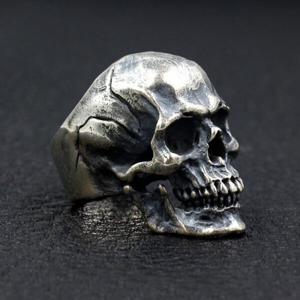 Sterling Silver Big Tough Men Biker Skull Ring