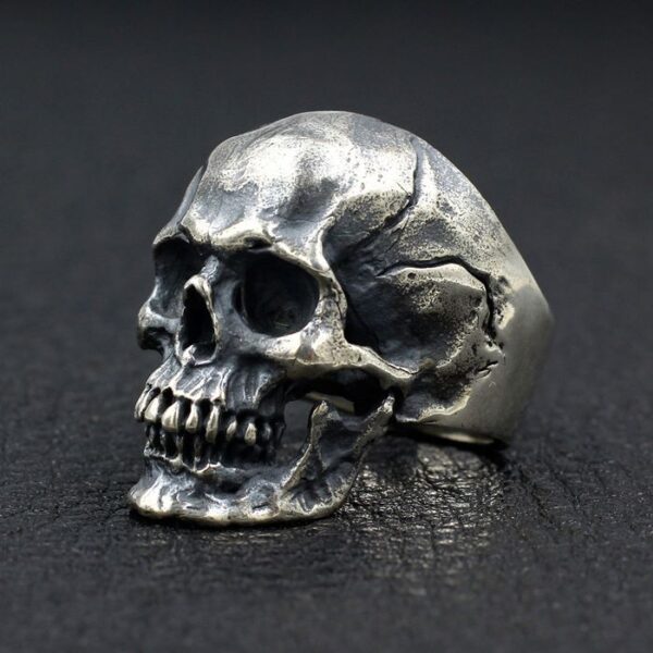 Sterling Silver Big Tough Men Biker Skull Ring