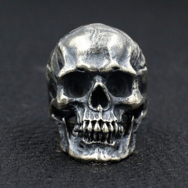 Sterling Silver Big Tough Men Biker Skull Ring