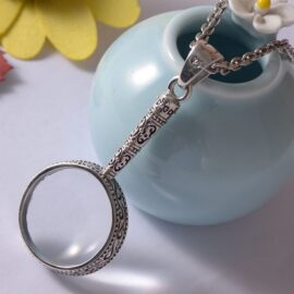 Sterling Silver Magnifying Glass Pendant Necklace