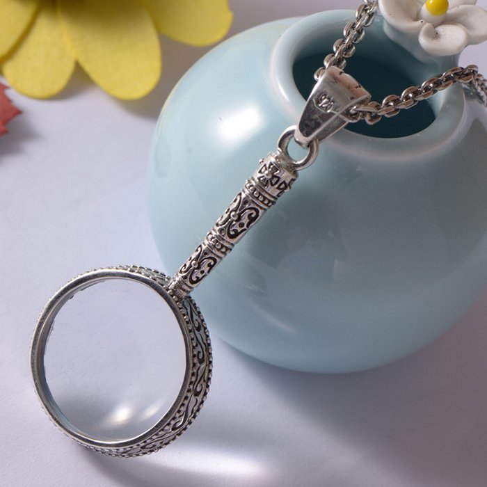 Sterling Silver Magnifying Glass Pendant Necklace - Silver Magnifying Pendant Necklace Sterling Silver Magnifying Glass Pendant Necklace - Silver Magnifying Pendant Necklace