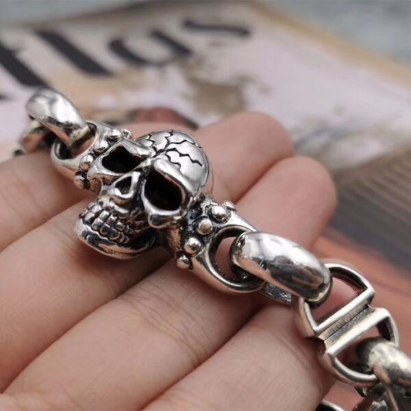 Sterling Silver Skull Marina Chain Bracelet